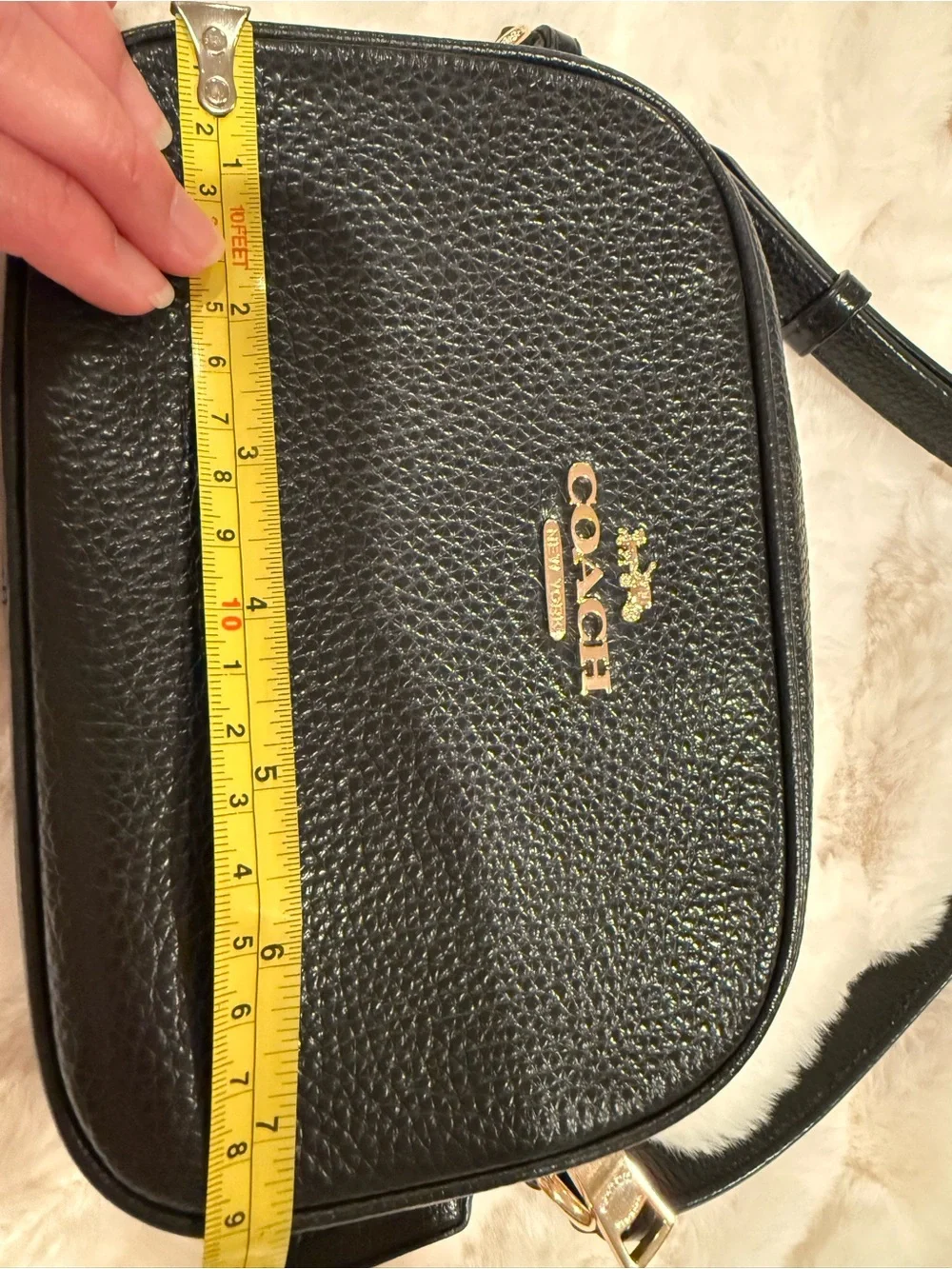 Coach Black Pebbled Leather Crossbody Bag with Gold Hardware